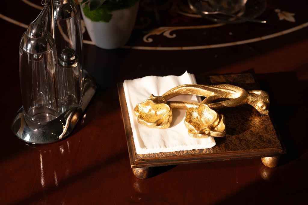 Golden Bloom – Floral Gold Napkin Holder